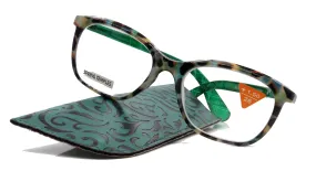 Venus, (Premium) Reading Glasses, High End Readers  1.25.. 4 Magnifying glasses, Rectangular. Optical Frame (Tortoise Green) NY Fifth Avenue