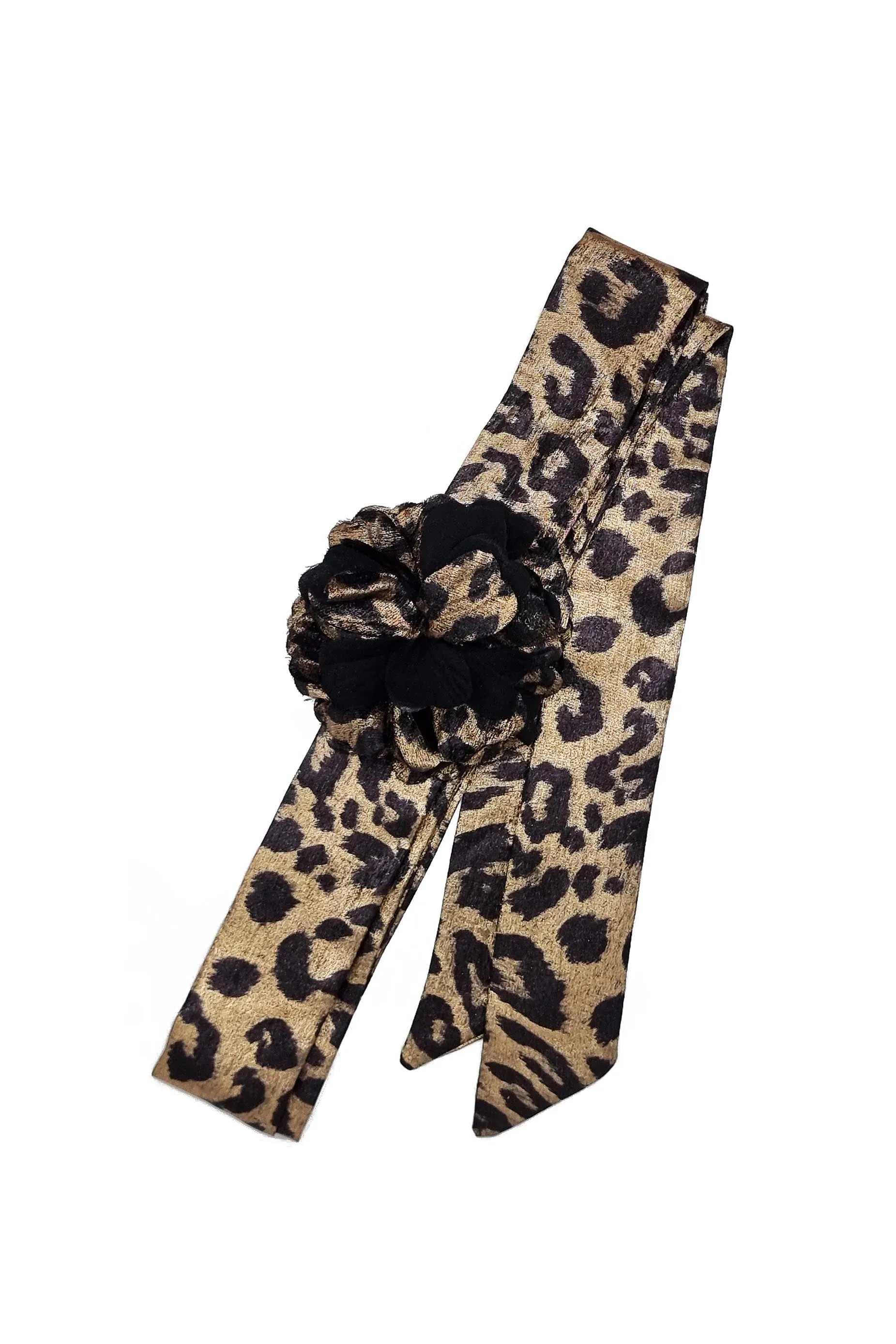 VERA CORSAGE SCARF IN BROWN LEO