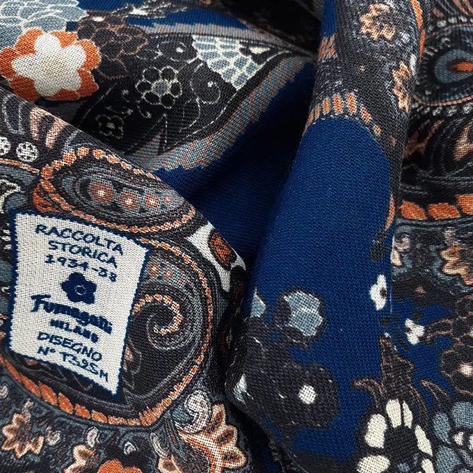 Vintage blue scarf with paisley super soft-MADRID