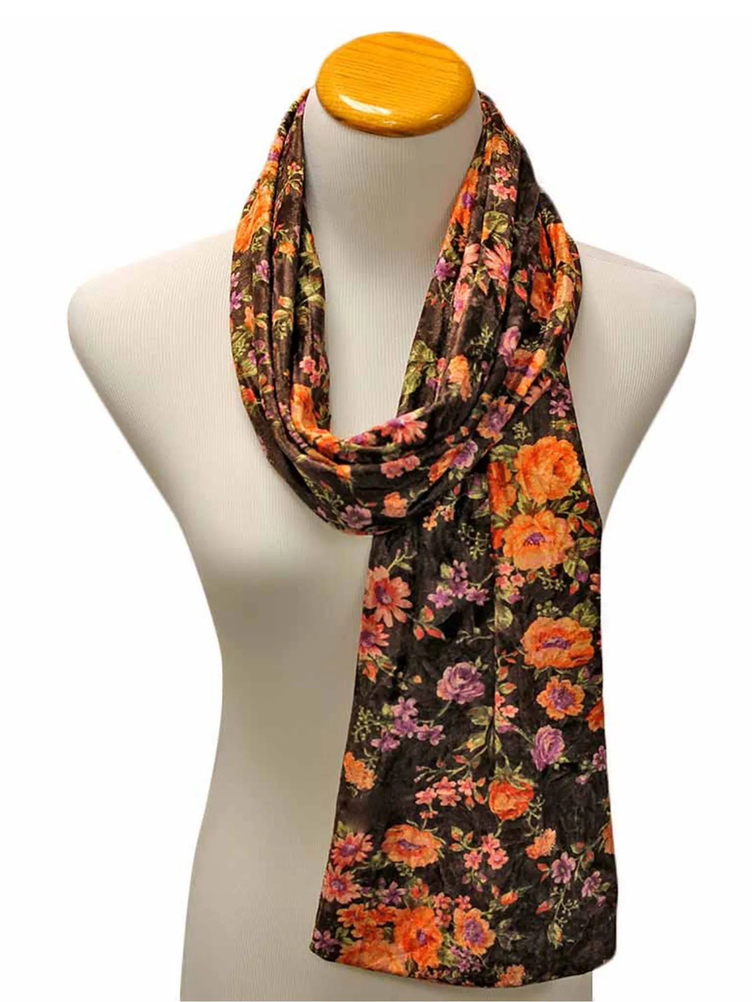 Vintage Floral Print Velvet Winter Scarf