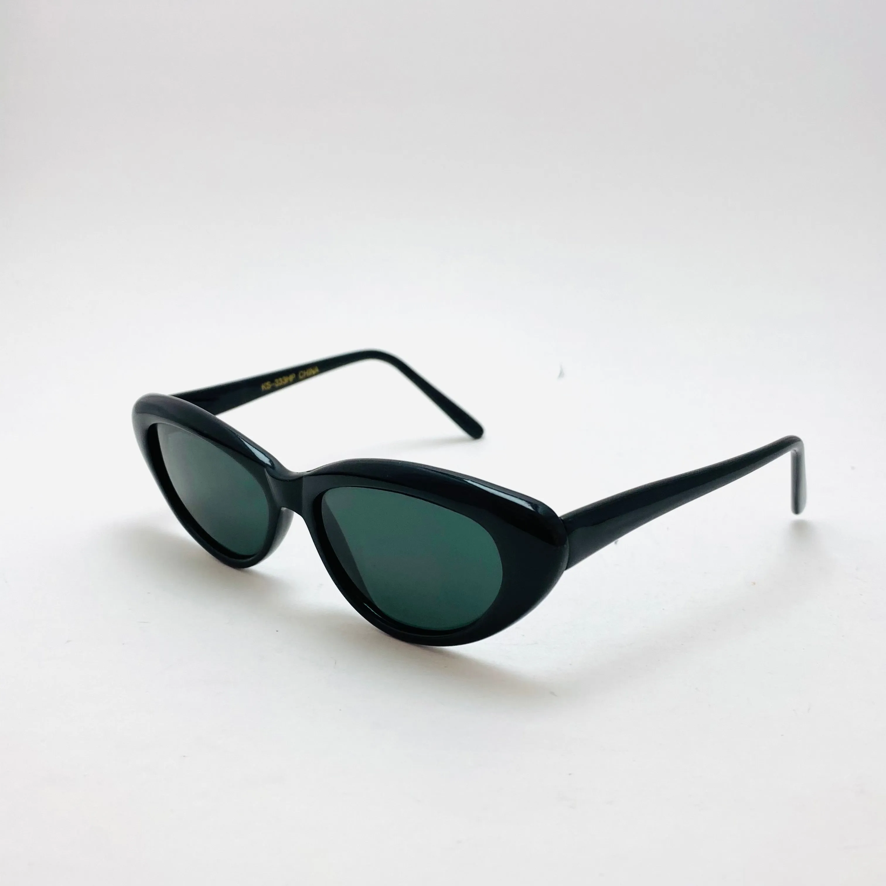 Vintage Small Size 90s Deadstock Mathilde Arched Triangle Sunglasses - Black