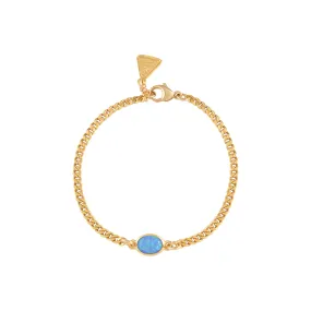 Von Treskow Ss Fine Curb Bracelet w Blue Czelline Opal - Gold