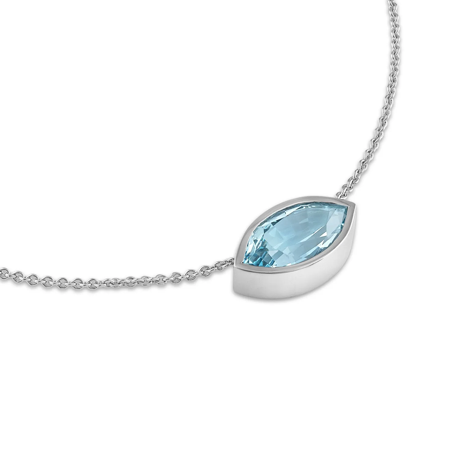 White Gold Aquamarine Marquise Necklace