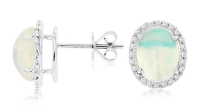 White Gold Opal Studs