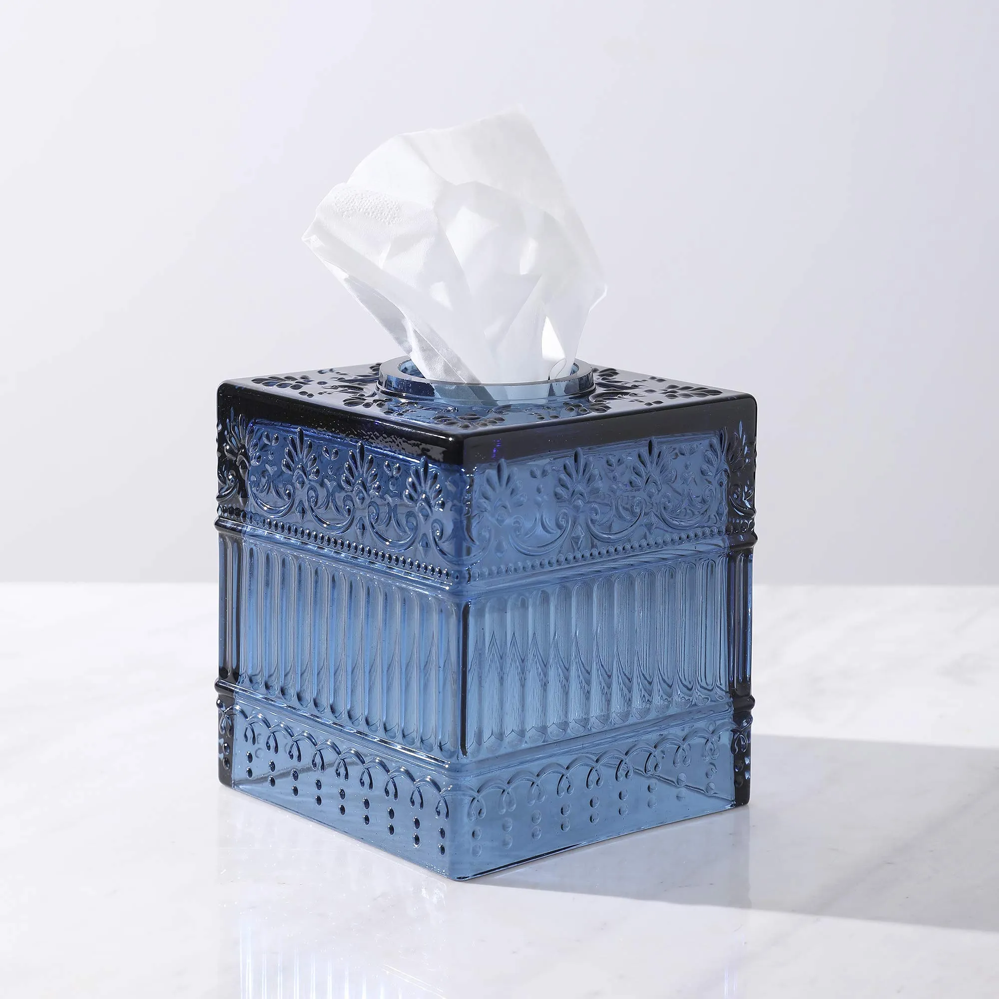 Whole Housewares Bathroom Accessories Tissue Holder - Decorative Tissue Cover Box (Blue