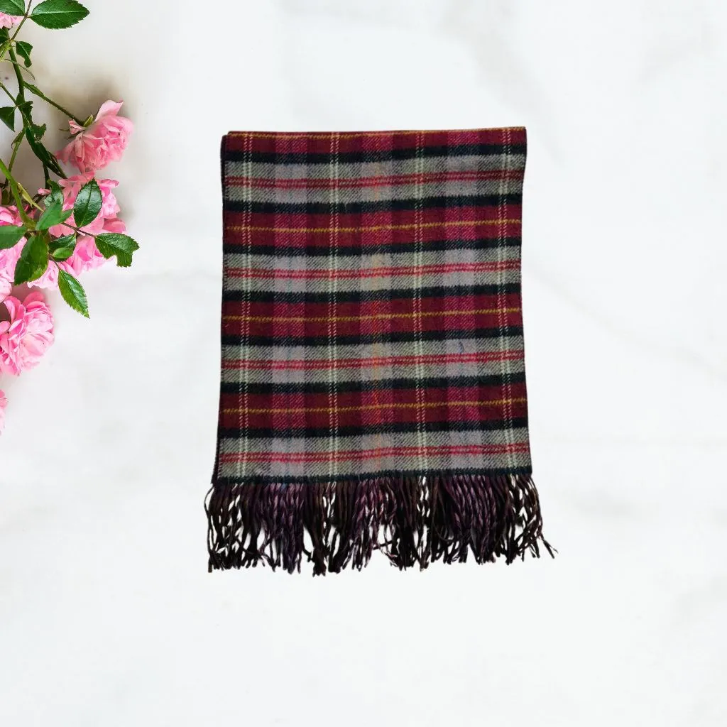 Wool Scarf Ruckus Check Maroon ( Made in Italy )