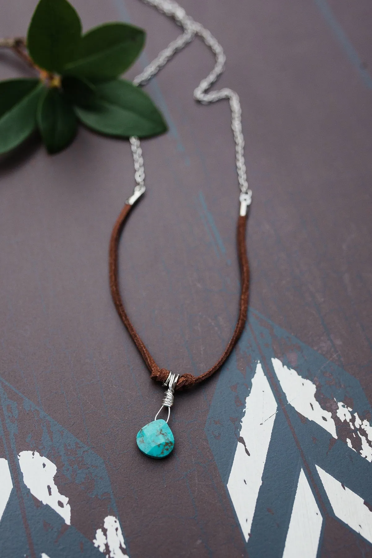 Wrapped Turquoise Mixed Media Necklace