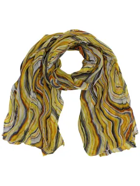 Yellow Multicolor Swirl Print Light Scarf