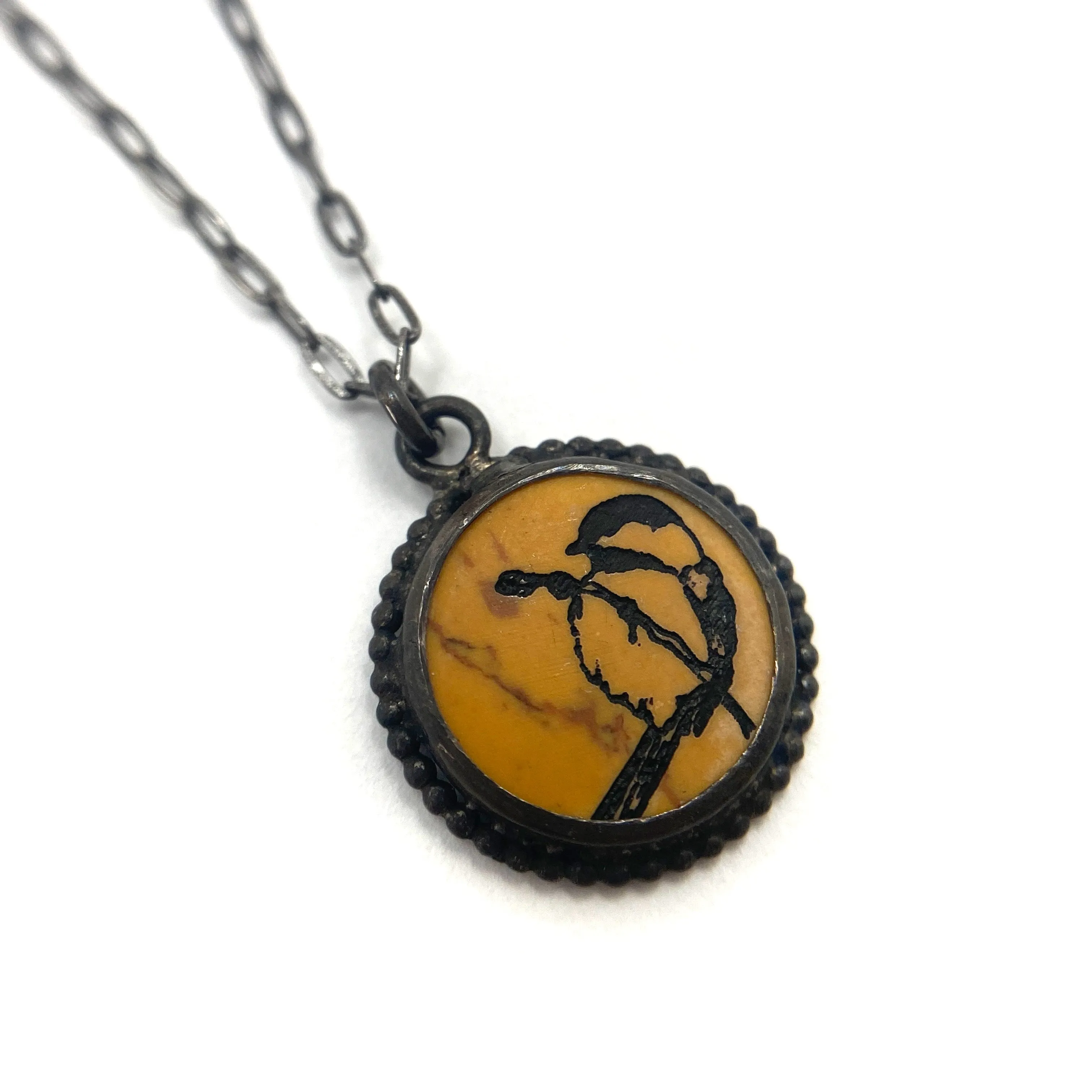 Yellow Spiney Robin Pendant