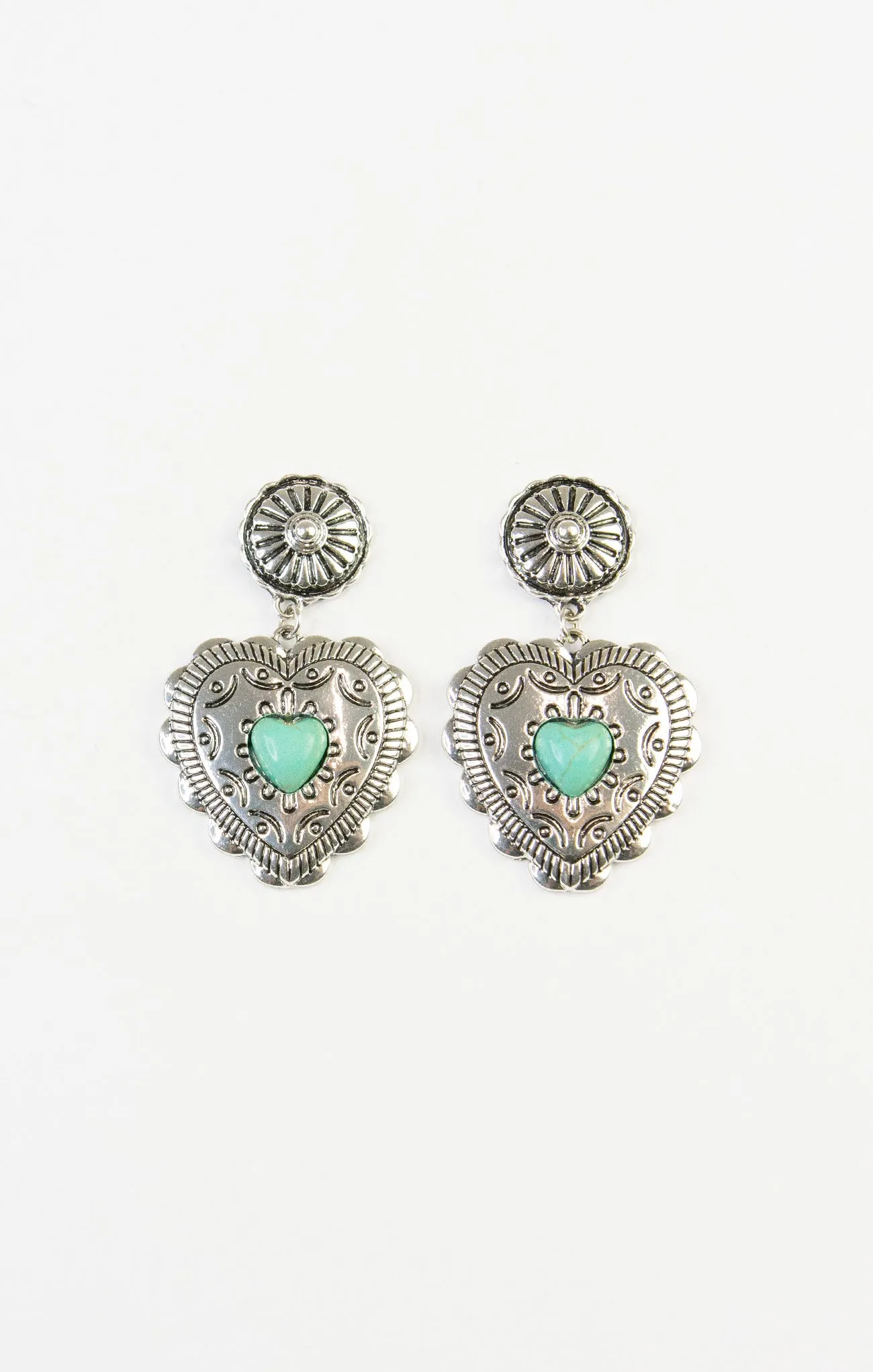 Ziggy Silver Western Style Heart Earrings